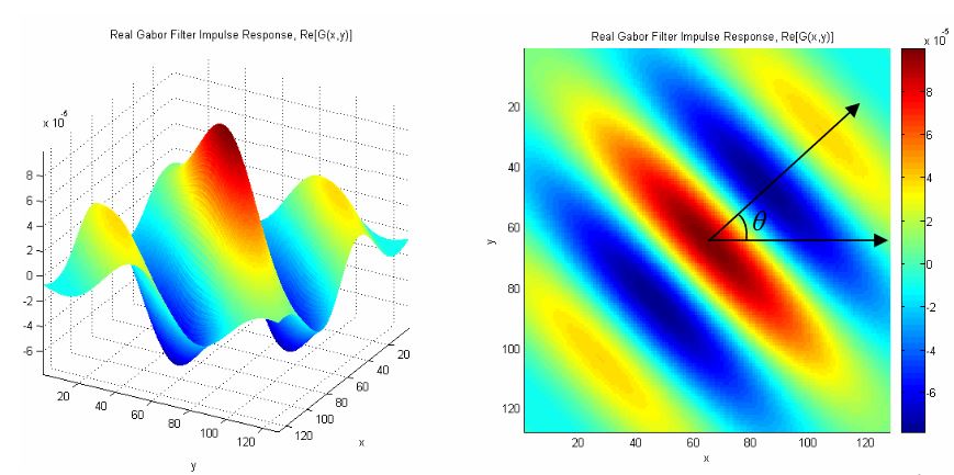 Figure 3.1: Sample Gabor Filter Impulse Response (Real Component) 